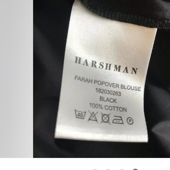 HARSHMAN Anthropologie Farah Popover Blouse Shirt Top Black Asymmetrical VNeck - Picture 12 of 13